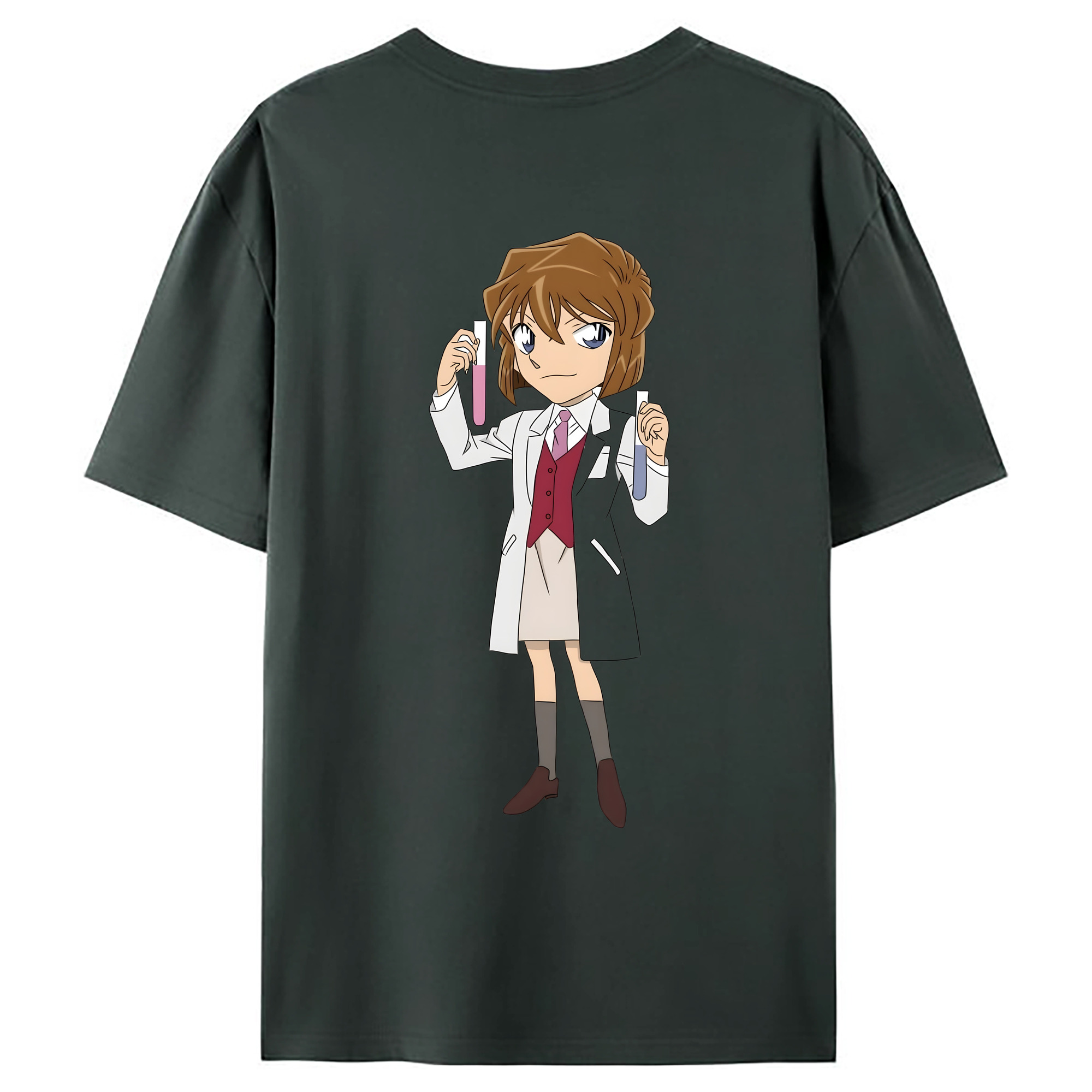 （画像用） 名探偵コナン 灰原 哀 はいばら あい Detective Conan Anita Hailey、Vi Graythorn Haibara Ai 綿100％ メンズ半袖Tシャツ（バックプリント） 通気性